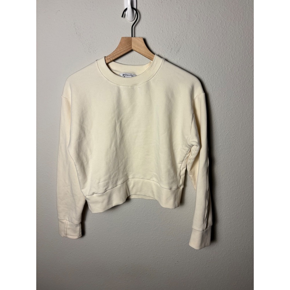 Athleta Retroplush Revive Crewneck Sweatshirt Cream Off White XS Pullover